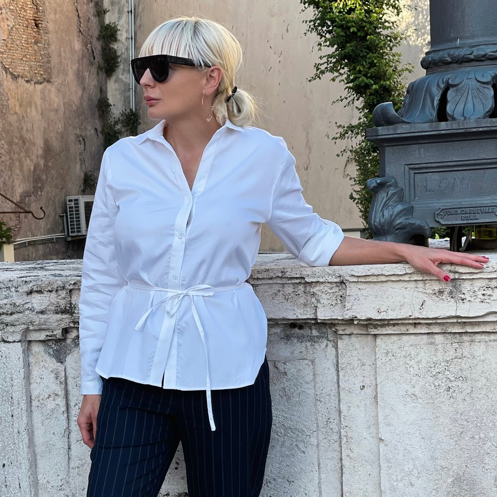 Дамска бяла памучна риза AGGATA