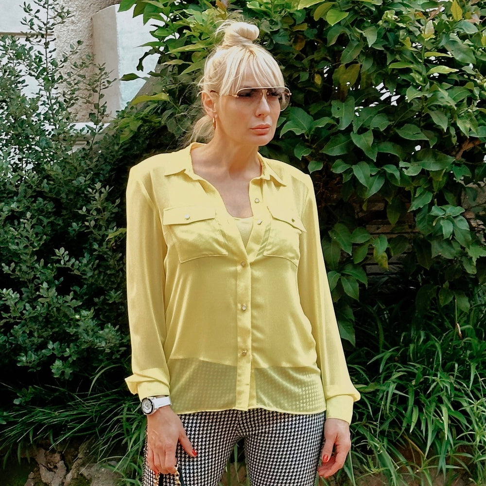 Жълта дамска риза с подплата AGGATA