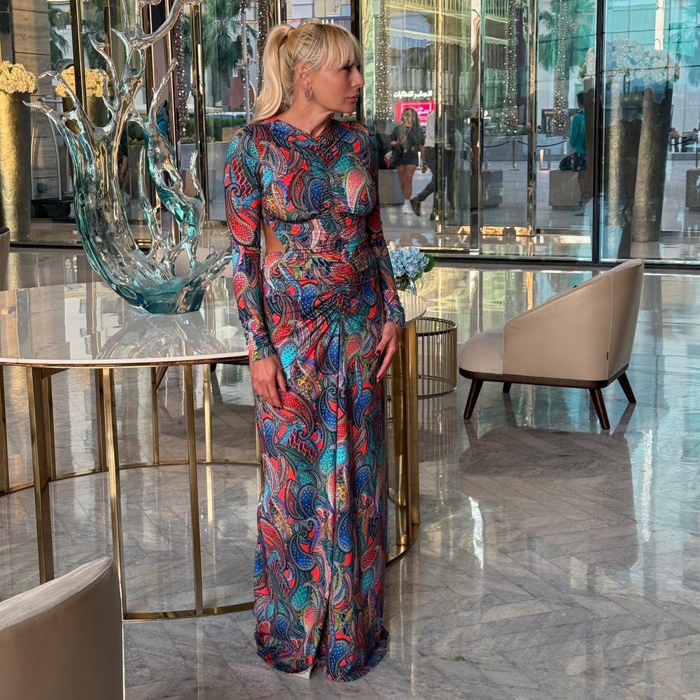 Еластична дълга рокля с гол гръб AGGATA