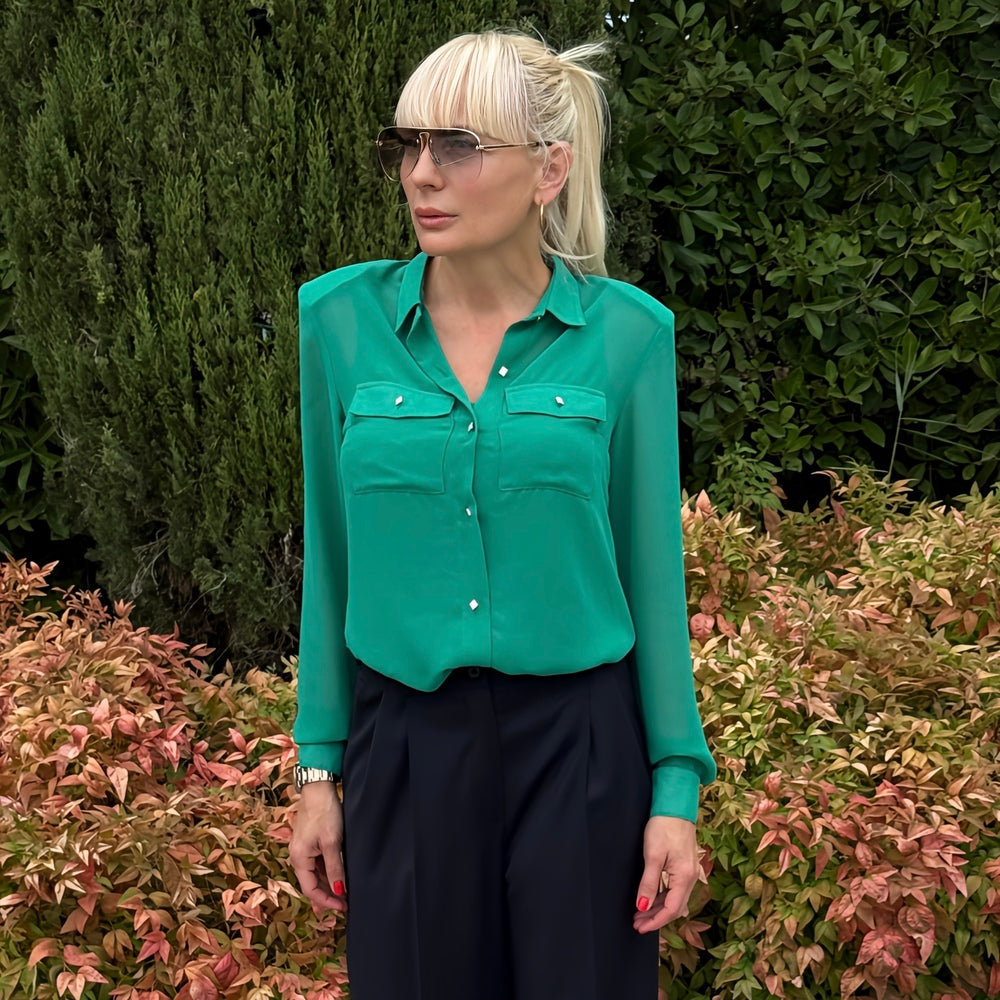 Дамска зелена риза от лека материя AGGATA