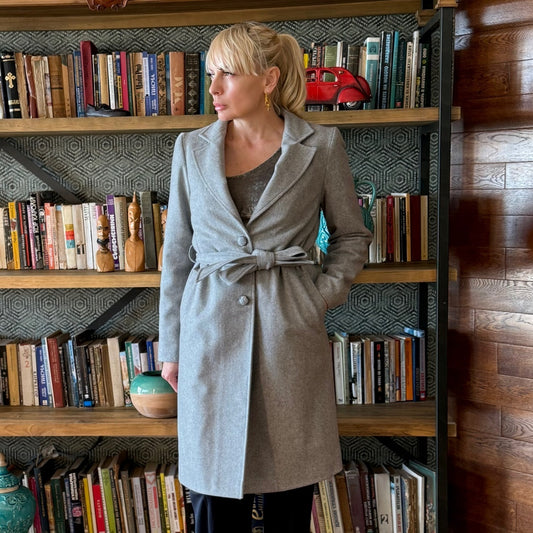 Дамско сиво палто от вълна AGGATA