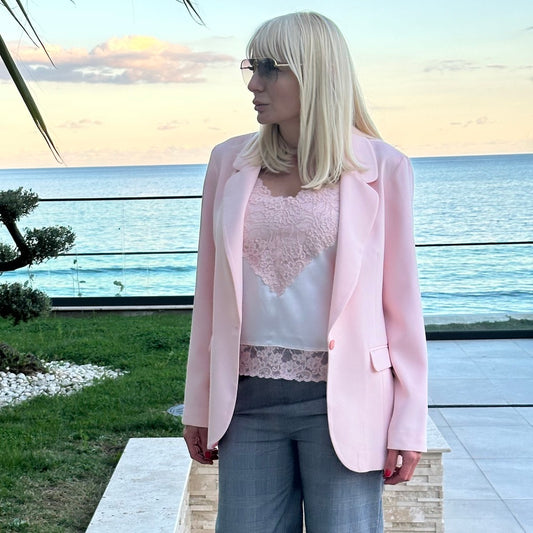 Дамско светлорозово сако със свободен силует AGGATA