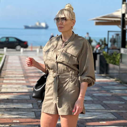 Памучен маслено зелен гащеризон AGGATA