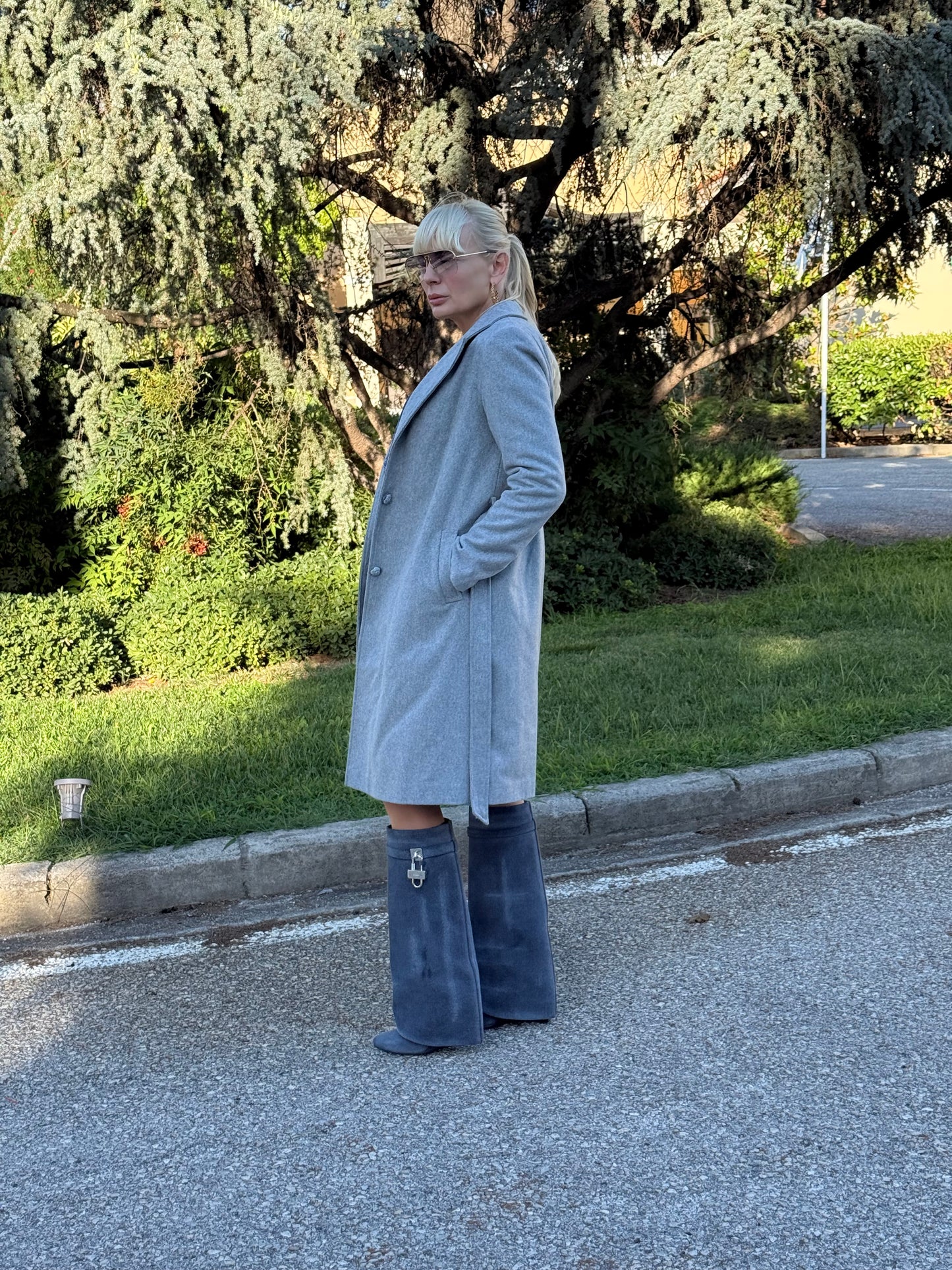 Дамско сиво палто от вълна AGGATA