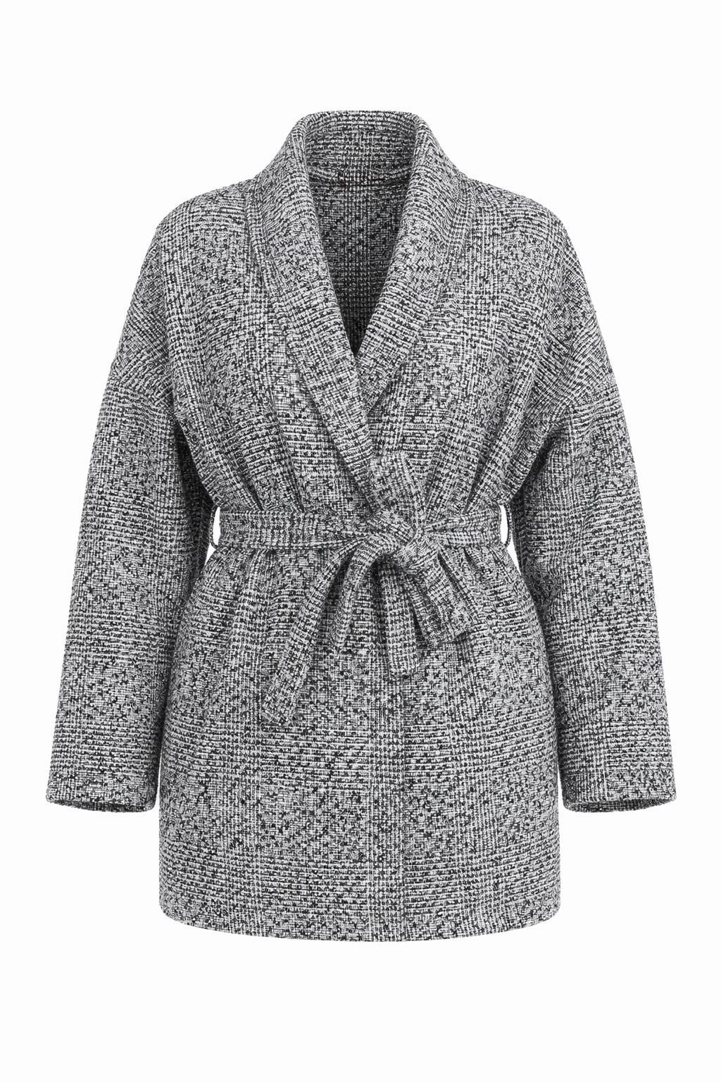 Дамско черно-бяло палто тип халат AGGATA